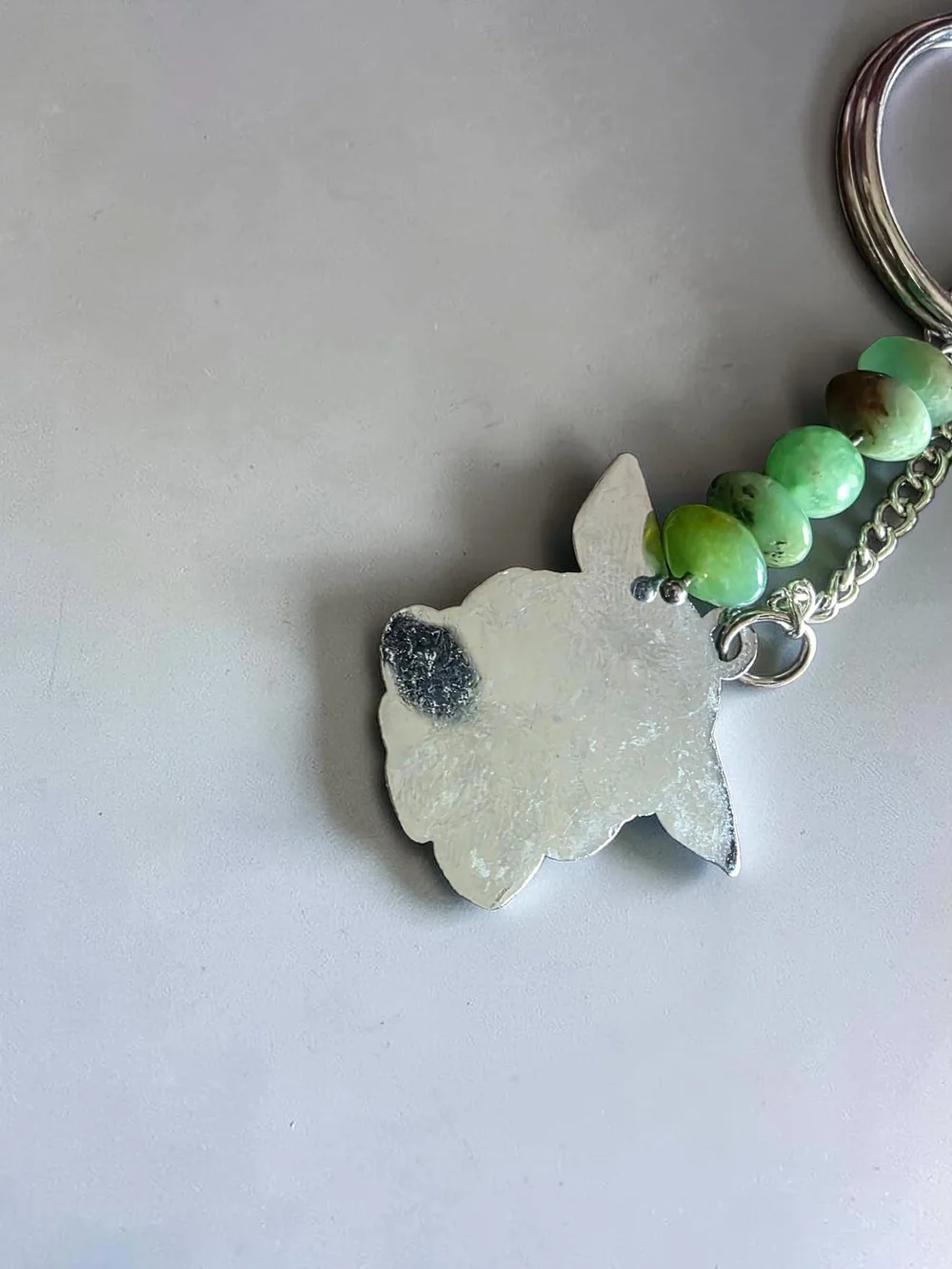 Styleandstone Grogu Green Jadeite Bead Keychain ​